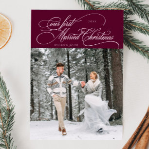 Erste Verheiratete Weihnachts-Neuvermählte Foto Cr Feiertagskarte