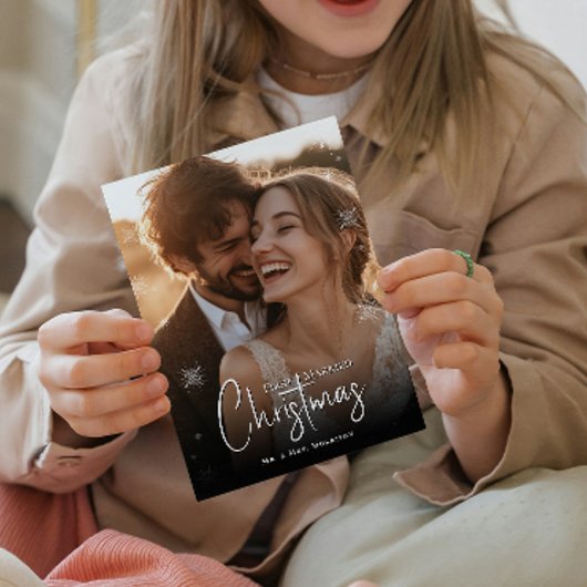 Erste Verheiratete Weihnachtsfeier Foto Feiertagskarte