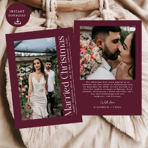 Erste Verheiratete Weihnachtsfeier Foto Newlyweds Feiertagskarte