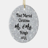 Erste Verheiratete Weihnachtsfeier Personalisierte Keramik Ornament (Rechts)