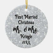 Erste Verheiratete Weihnachtsfeier Personalisierte Keramik Ornament (Vorne)