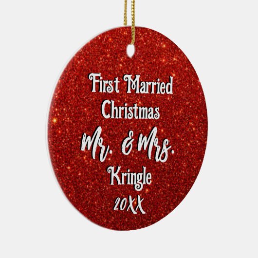Erste Verheiratete Weihnachtsfeier Personalisierte Keramik Ornament (Rechts)