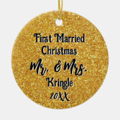 Erste Verheiratete Weihnachtsfeier Personalisierte Keramik Ornament (Vorne)