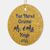 Erste Verheiratete Weihnachtsfeier Personalisierte Keramik Ornament (Links)