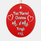 Erste Verheiratete Weihnachtsfeier Personalisierte Keramik Ornament (Links)