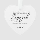 Erste Verlobte Weihnachtsminimale Moderne Schrift Ornament (Rückseite)