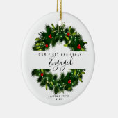 Erste Verlobung Moderne Paare Personalisiert Keramik Ornament (Rechts)