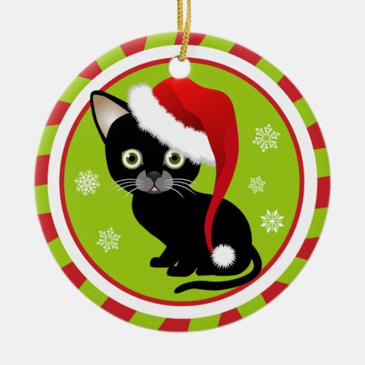 Erste Verzierung der Miezekatze Weihnachts Keramikornament (Vorne)