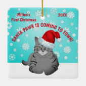 Erste Verzierung der personalisierten Katze Keramikornament (Rückseite)