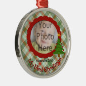 Erste Verzierung des angenehmen karierten Babys Silbernes Ornament (Rechts)