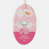 Erste Verzierung des Baby-Storch-Babys Weihnachts Keramik Ornament (Rechts)