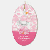 Erste Verzierung des Baby-Storch-Babys Weihnachts Keramik Ornament (Links)