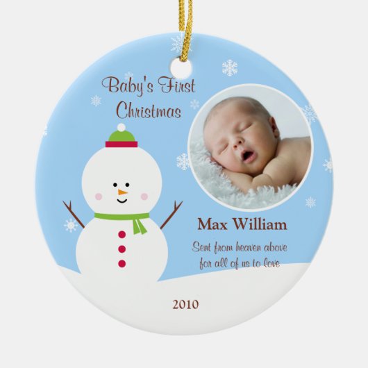 Erste Verzierung des Babys Weihnachts Keramik Ornament (Vorne)