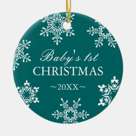 Erste Verzierung des Babys Weihnachts Keramik Ornament (Vorne)