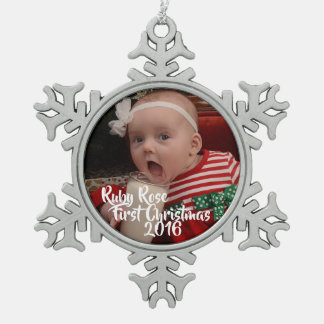 Erste Verzierung des Babys Weihnachts Schneeflocken Zinn-Ornament