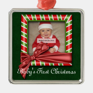 Erste Verzierung des Babys Weihnachts Silbernes Ornament