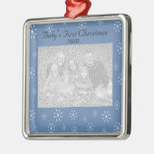 Erste Verzierung des Babys Weihnachts Silbernes Ornament (Links)