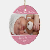 Erste Verzierung des Mädchen-rosa Babys Weihnachts Keramikornament (Rechts)