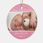 Erste Verzierung des Mädchen-rosa Babys Weihnachts Keramikornament (Links)