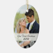 Erste Verzierung des Paares Weihnachtsmit Foto Keramikornament (Rechts)