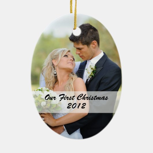 Erste Verzierung des Paares Weihnachtsmit Foto Keramikornament (Hinten)