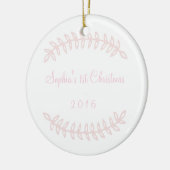 Erste Verzierung des rosa Grenzbabys Weihnachts Keramikornament (Links)