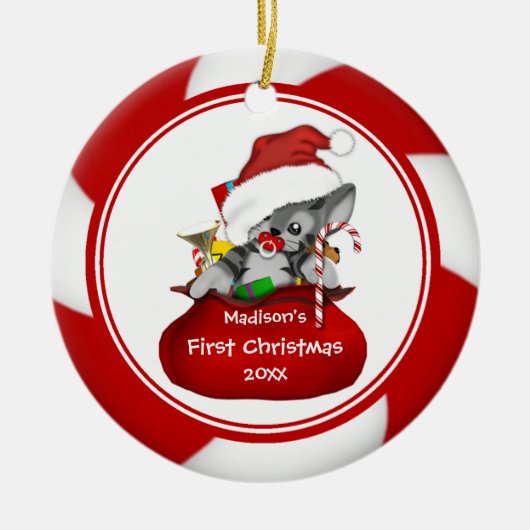 Erste Verzierung des Sankt-Kätzchen-Babys Keramikornament (Vorne)