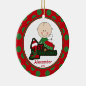 Erste Verzierung des Strichmännchen-Jungen-Babys Keramik Ornament (Rechts)