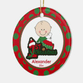 Erste Verzierung des Strichmännchen-Jungen-Babys Keramik Ornament (Links)