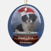 Erste Verzierung des Welpen Weihnachts Keramikornament (Links)