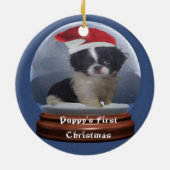 Erste Verzierung des Welpen Weihnachts Keramikornament (Hinten)