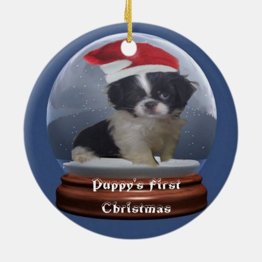 Erste Verzierung des Welpen Weihnachts Keramikornament (Hinten)