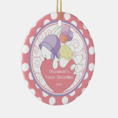 Erste Verzierung des wertvollen Häschen-Babys Keramik Ornament (Rechts)