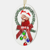 Erste Verzierung FOTO das Weihnachten des Paares Keramikornament (Links)