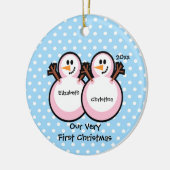 Erste Verzierung Schneemann-des Keramikornament (Links)