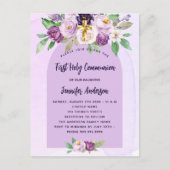 Erste Violett-Violett-Blumenkreuz Einladungspostkarte (Vorderseite)