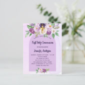 Erste Violett-Violett-Blumenkreuz Einladungspostkarte (Stehend Vorderseite)