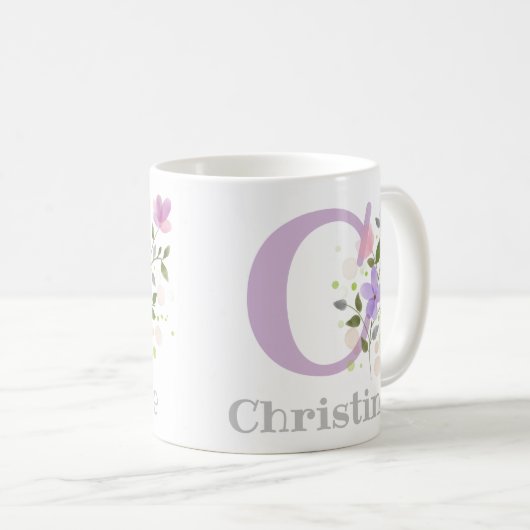 Erste Vorname Christine mit Blume Kaffeetasse (VorderseiteRechts)