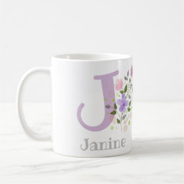 Erste Vorname Name Janine mit Blume Kaffeetasse