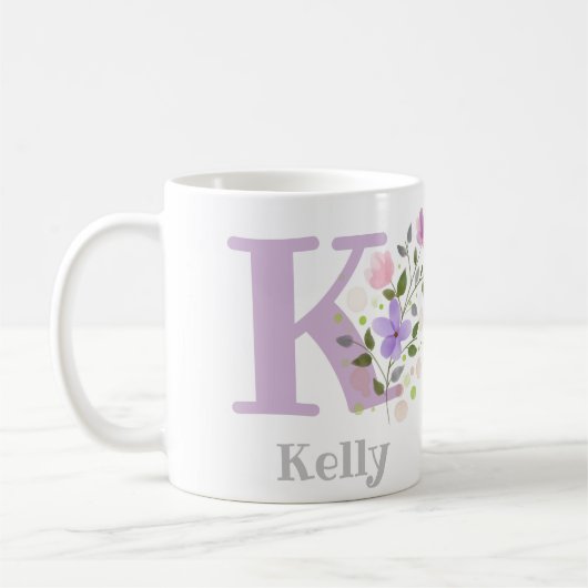 Erste Vorname Name Kelly mit Blume Kaffeetasse (Links)