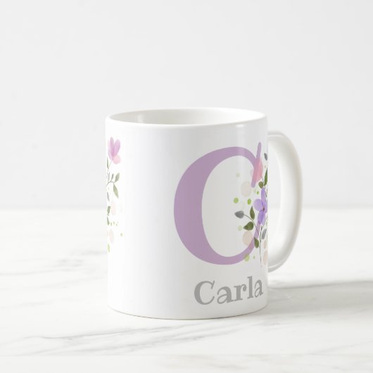 Erste Vorname Plus Name Carla mit Blume Kaffeetasse (VorderseiteRechts)