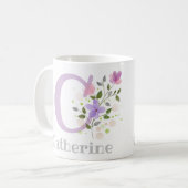 Erste Vorname plus Name Catherine mit Blume Kaffeetasse (Vorderseite Links)