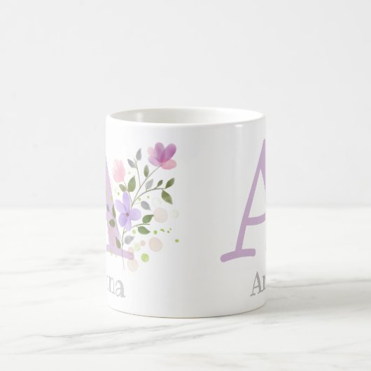 Erste Vorwahl Plus Name Anna mit Blume Kaffeetasse (Mittel)