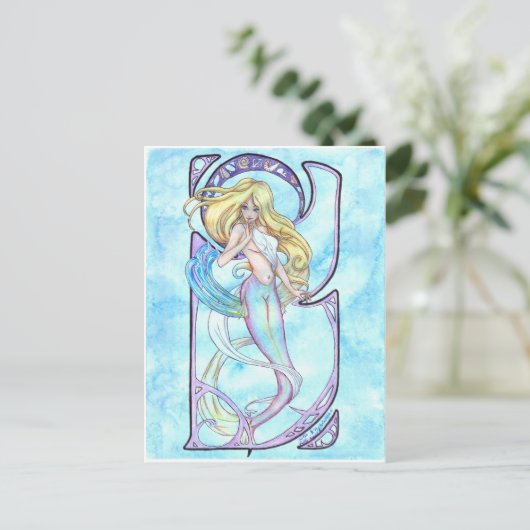Erste Wave Mermaid Mini-Print Postkarte (Stehend Vorderseite)