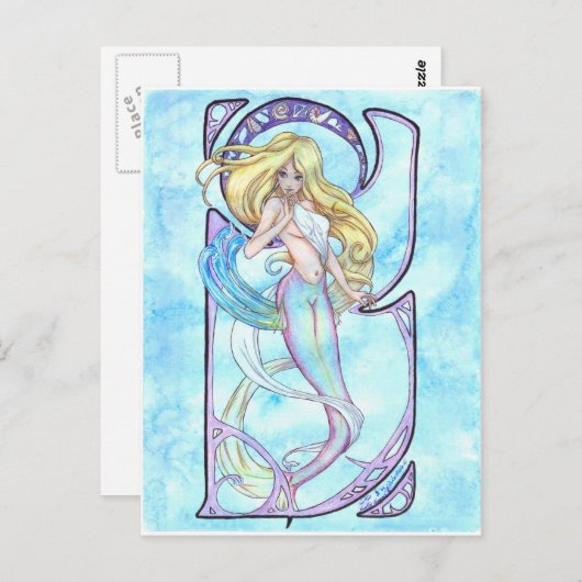 Erste Wave Mermaid Mini-Print Postkarte (Vorne/Hinten)