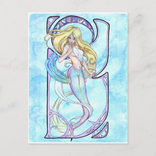 Erste Wave Mermaid Mini-Print Postkarte (Vorderseite)