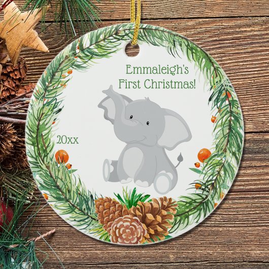 Erste Weihnacht "Baby Elephant Keramik Ornament
