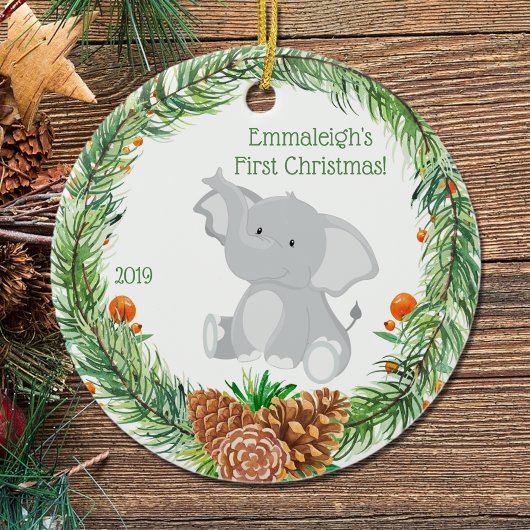 Erste Weihnacht "Baby Elephant Keramik Ornament