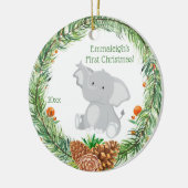 Erste Weihnacht "Baby Elephant Keramik Ornament (Links)