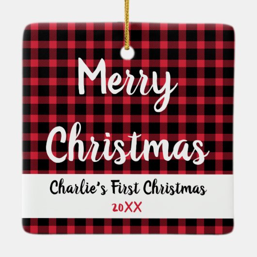 Erste Weihnacht mit Hundeurlaub im Foto Keramikornament (Rückseite)